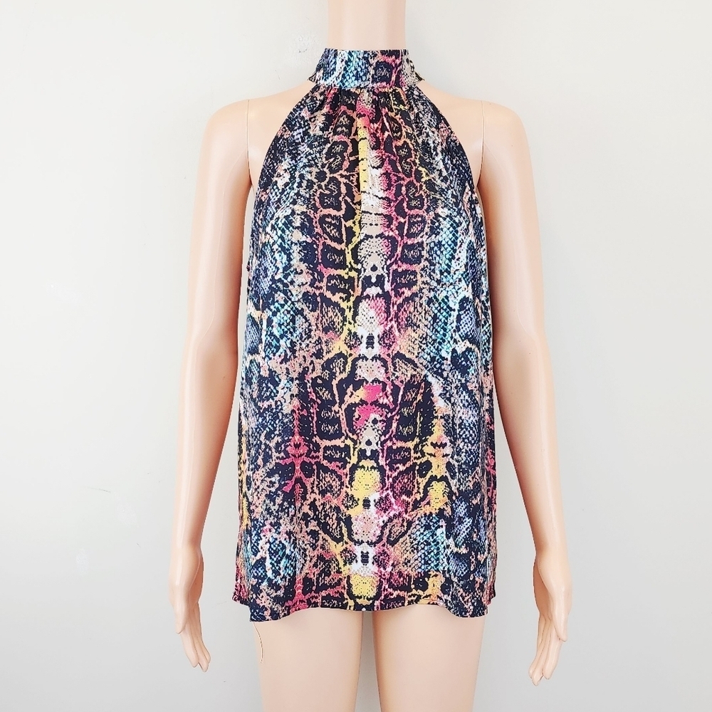 New York & Company snake print Sleeveless halter blouse